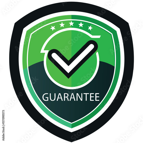 Vector Graphic Design with Guarantee Concept Featuring Bold Colors and Simple Typography