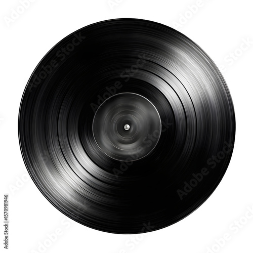 Black Vinyl Record on Transparent Background
