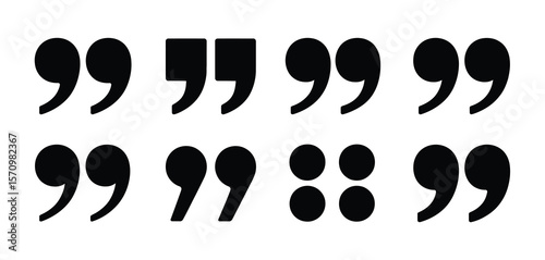 Collection of various quotation mark symbols and punctuation in black on white background