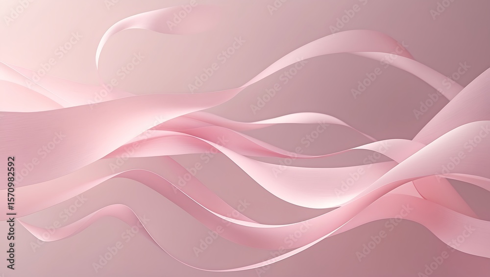 Obraz premium Soft pink ribbons flowing gracefully in a gentle abstract wave pattern