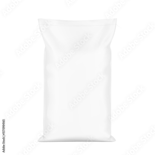 Woven sack bag bag mockup for chemical products and etc. High realistic. Vector illustration isolated on white background. Ready for use in presentation, promo, advertising. EPS10.