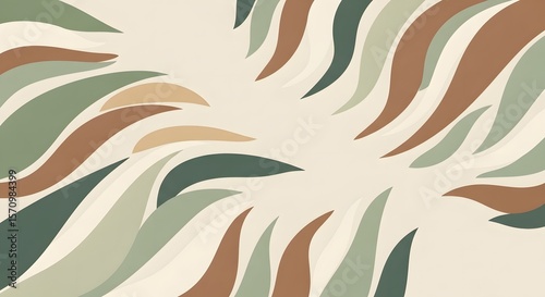 Elegant Abstract Flowing Organic Pattern in Earthy Greens and Browns on a Cream Background