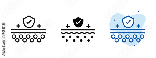 Skin protection shield icon symbolizing defense against damage and UV rays.