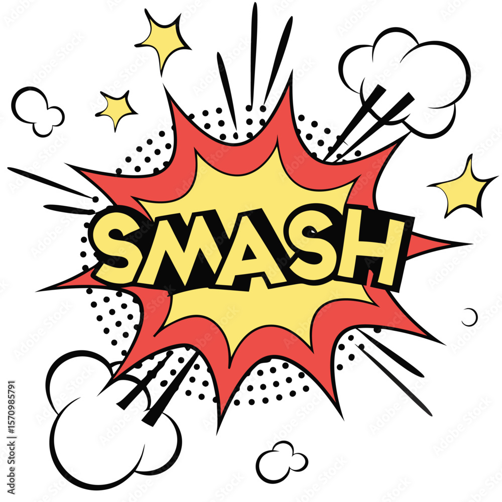Colorful comic smash graphic design
