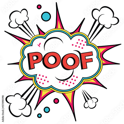 Colorful comic speech bubble poof