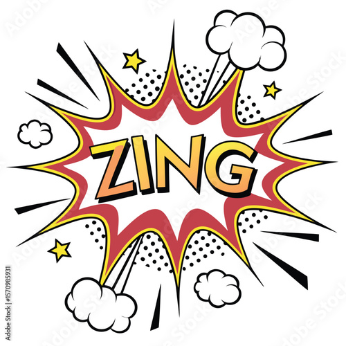 Colorful comic speech bubble zing