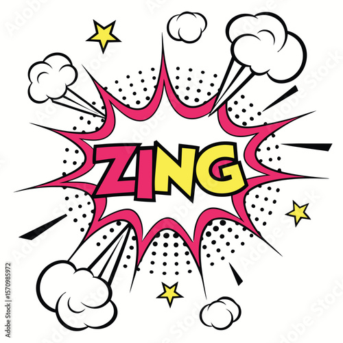 Colorful comic style graphic speech bubble