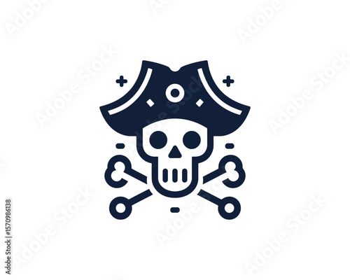 Bold pirate skull vector icon jolly roger symbol