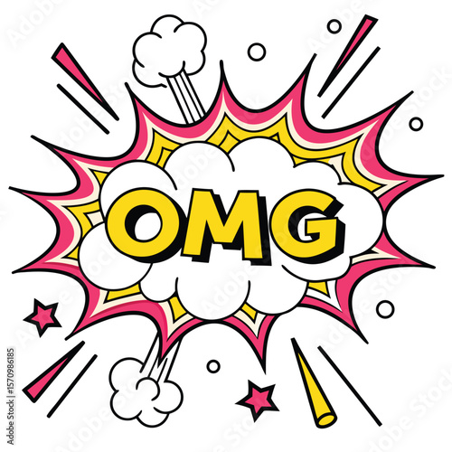 Colorful omg comic book speech bubble