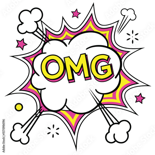 Colorful omg speech bubble graphic
