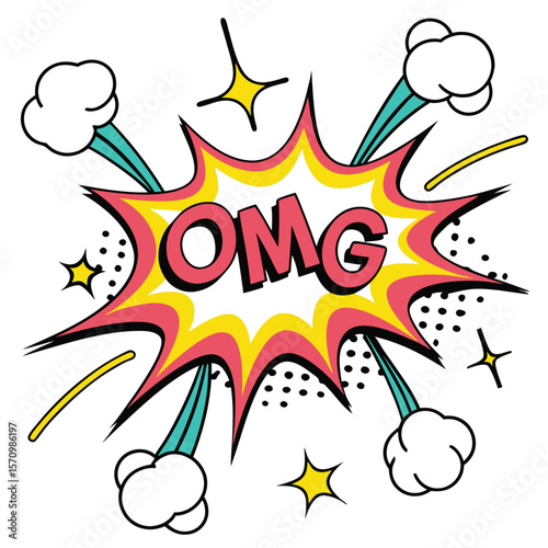 Colorful omg speech bubble graphic