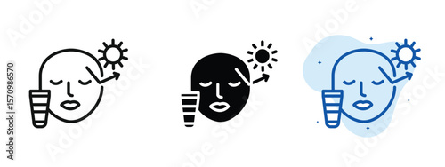 Sun protection icon showing a shield and sun rays for safe skincare.
