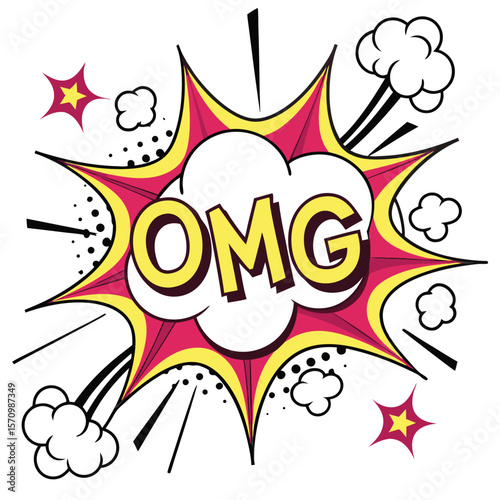 Comic book omg speech bubble illustration