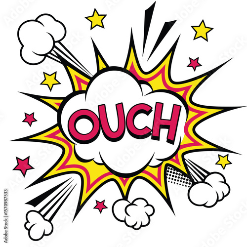 Comic book ouch speech bubble graphic