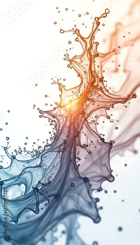 Abstract Pink and Blue Fluid Swirl Splash on White Background