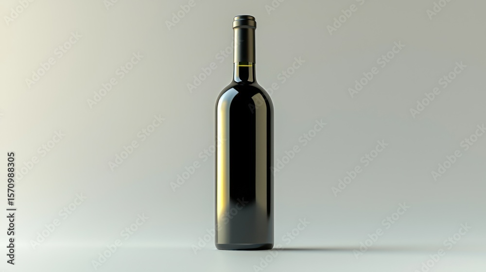 Tall dark bottle stands against a neutral backdrop Tall dark bottle stands against a neutral backdrop