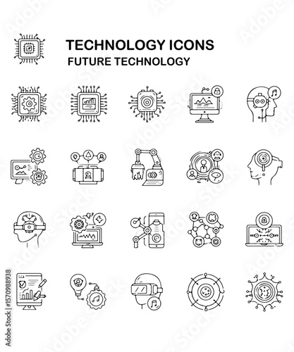 Future Technology Icon Set Vector