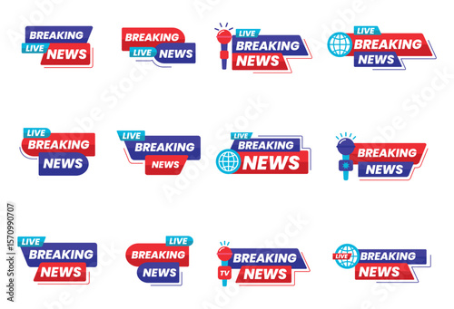Breaking news. Breaking News Logo, Live Banner.TV news, Mass media design.