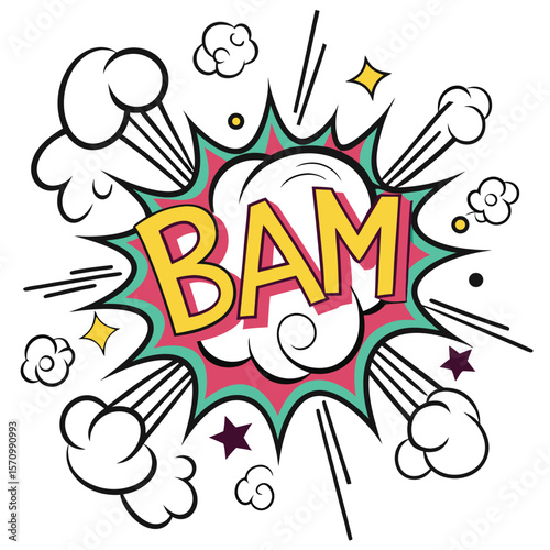 Comic book style explosion graphic