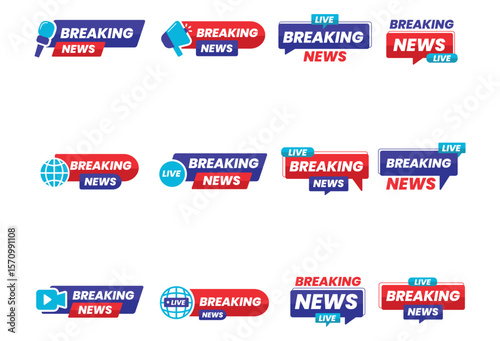 Breaking news. Breaking News Logo, Live Banner.TV news, Mass media design.
