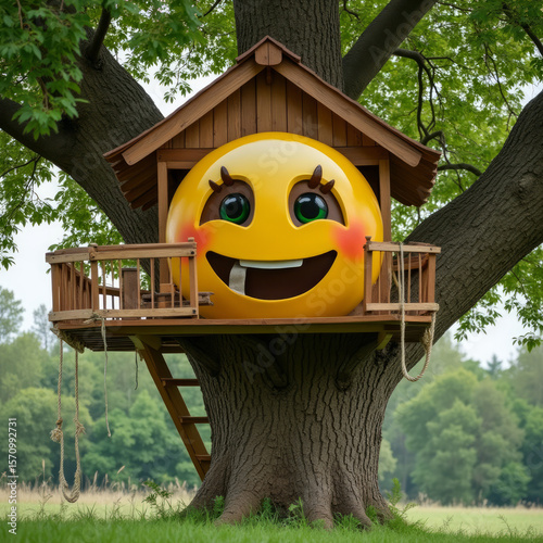 House Emoji — 3D Emoji-Style Icon of a Front View House with Roof, Windows, and Door