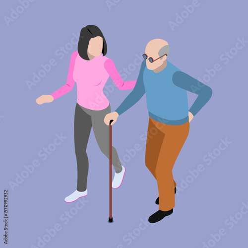 Elderly Care Vector Illustration of Support