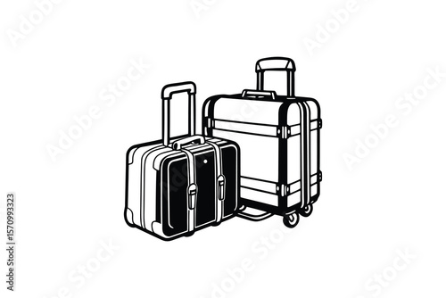 Two Suitcases with Retractable Handles Ready for Travel Illustration