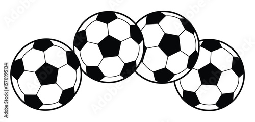  Four Soccer Balls in a Decorative Arrangement