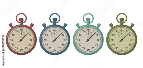  Four Retro Style Stopwatch Illustrations