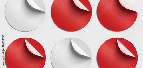  Red and White Circle Stickers with Peels