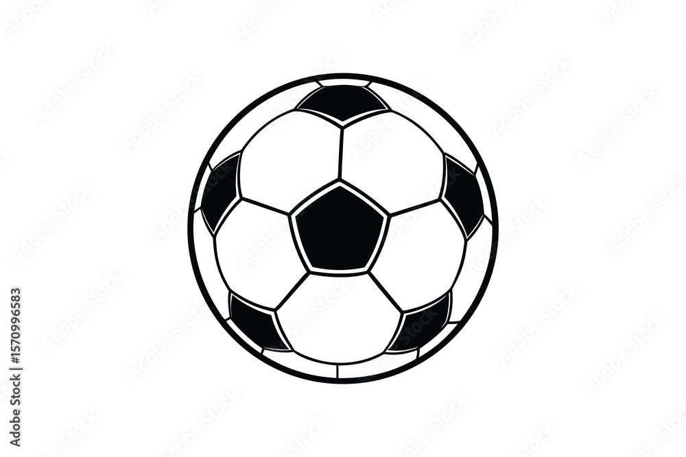 Fototapeta premium Black and White Soccer Ball Illustration on a White Background