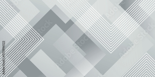 3D gray geometric abstract background on bright space with line effect decoration. Graphic design element concept for web cover, flyer, card or brochure
