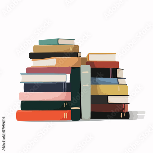stash of book isolated in White Background, stash of book vector, Flat lay vector illustration