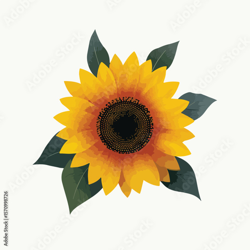 sunflower isolated in White Background, sunflower vector, Flat lay vector illustration