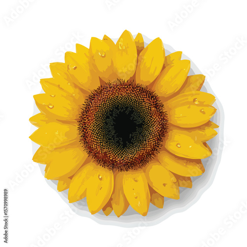 sunflower isolated in White Background, sunflower vector, Flat lay vector illustration