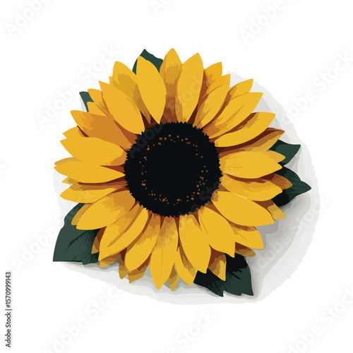 sunflower isolated in White Background, sunflower vector, Flat lay vector illustration
