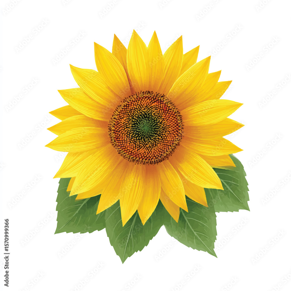 Fototapeta premium sunflower isolated in White Background, sunflower vector, Flat lay vector illustration