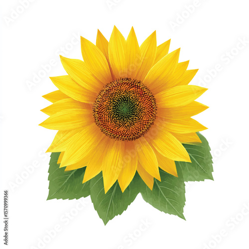 sunflower isolated in White Background, sunflower vector, Flat lay vector illustration
