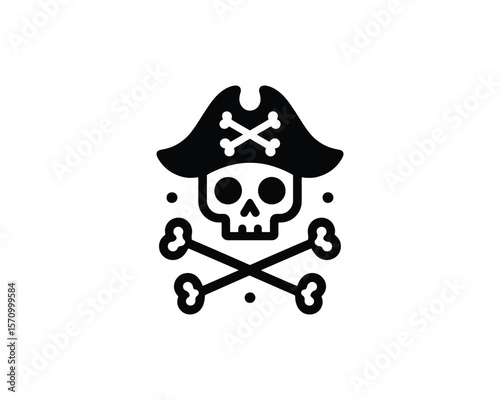 Pirate skull and crossbones vector icon design