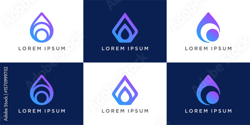 Set of unique water drop logo design for various company