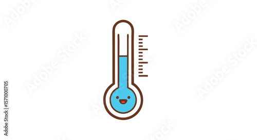 Friendly Smiling Thermometer - Playful Temperature Gauge Vector  Cartoon Medical Thermometer with Personality - Vector Design 