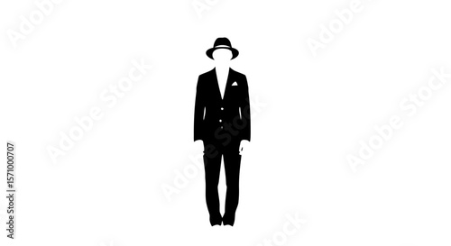 Standing Male Figure Vector Ar  Minimalist Male Figure in Suit Vector Art 