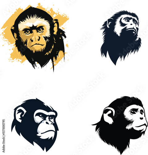 Monkey ape chimpanzee primate vector graphic designs eps