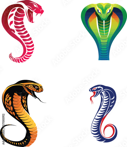 Colorful cobra snake illustration vector art designs eps