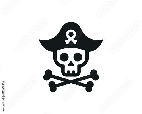 Pirate skull and crossbones vector icon
