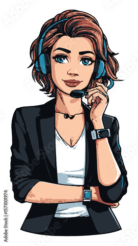 Friendly Female Customer Support Agent with Headset in Modern Design