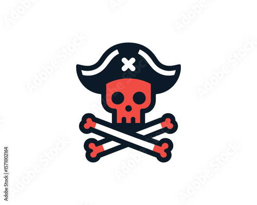 Jolly roger symbol contemporary vector design of skull and crossbones with