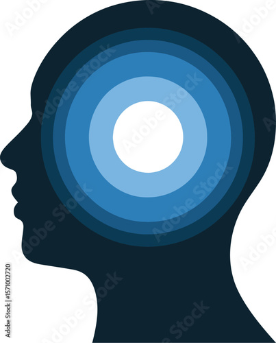 Human mind illustration concept for mental health awareness and brain power focus creativity idea art
