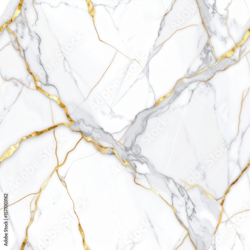 White Marble Texture with Gold Veins Background