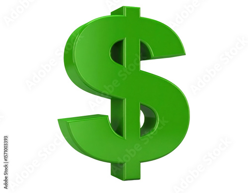 A large, glossy green dollar sign symbol representing currency, finance, and economic value.